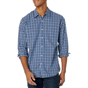 image:imageAmazon Essentials Mens RegularFit LongSleeve Casual Poplin Shirt Button Front Business Casual CollaredBlue Plaid