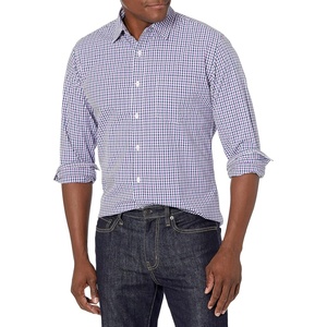 image:imageAmazon Essentials Mens RegularFit LongSleeve Casual Poplin Shirt Button Front Business Casual CollaredBlue Purple Gingham
