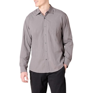 image:imageAmazon Essentials Mens RegularFit LongSleeve Casual Poplin Shirt Button Front Business Casual CollaredGrey