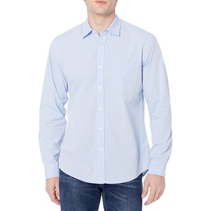 image:imageAmazon Essentials Mens RegularFit LongSleeve Casual Poplin Shirt Button Front Business Casual CollaredLight Blue