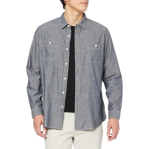 image:imageAmazon Essentials Mens RegularFit LongSleeve Lightweight Cotton Chambray Shirt with PocketsGrey