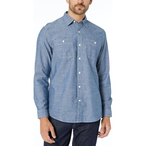 image:imageAmazon Essentials Mens RegularFit LongSleeve Lightweight Cotton Chambray Shirt with PocketsRinsed