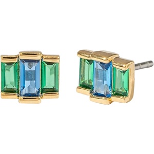image:imageAmazon Essentials Rhodium or Yellow Gold Plated Brass Cluster Baguette EarringsGreenBlueYellow Gold