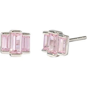 image:imageAmazon Essentials Rhodium or Yellow Gold Plated Brass Cluster Baguette EarringsPinkRhodium