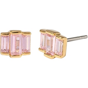 image:imageAmazon Essentials Rhodium or Yellow Gold Plated Brass Cluster Baguette EarringsPinkYellow Gold