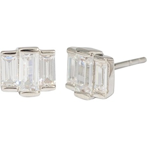 image:imageAmazon Essentials Rhodium or Yellow Gold Plated Brass Cluster Baguette EarringsRhodium