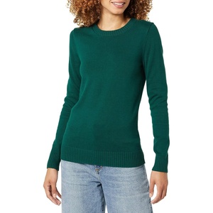 image:imageAmazon Essentials Womens 100 Cotton Crewneck Sweater Available in Plus SizeDark Green