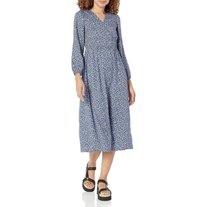 image:imageAmazon Essentials Womens Lightweight Georgette Long Sleeve VNeck Midi Dress Available in Plus SizeBlue  Ditsy Floral