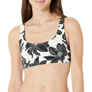 image:imageAmazon Essentials Womens Scoop Neck Swim Crop TopCream Black Floral