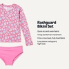 image:imageAmazon Essentials Girls Long Sleeve Rash Guard ThreePiece Bikini Swim SetBright PinkShells