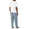 image:imageAmazon Essentials Mens Cotton Stretch Poplin Pant with Cotton Jersey TShirt Pajama SetBlue Palm LeafWhite
