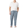 image:imageAmazon Essentials Mens Cotton Stretch Poplin Pant with Cotton Jersey TShirt Pajama SetBlue Palm LeafWhite