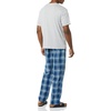 image:imageAmazon Essentials Mens Cotton Stretch Poplin Pant with Cotton Jersey TShirt Pajama SetGrey HeatherNavy Plaid