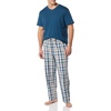image:imageAmazon Essentials Mens Cotton Stretch Poplin Pant with Cotton Jersey TShirt Pajama SetIndigoNavy Plaid
