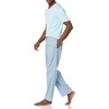 image:imageAmazon Essentials Mens Cotton Stretch Poplin Pant with Cotton Jersey TShirt Pajama SetLight Blue Geo Print
