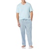 image:imageAmazon Essentials Mens Cotton Stretch Poplin Pant with Cotton Jersey TShirt Pajama SetLight Blue Geo Print