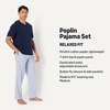 image:imageAmazon Essentials Mens Cotton Stretch Poplin Pant with Cotton Jersey TShirt Pajama SetNavyThin Stripe