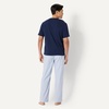 image:imageAmazon Essentials Mens Cotton Stretch Poplin Pant with Cotton Jersey TShirt Pajama SetNavyThin Stripe