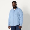 image:imageAmazon Essentials Mens RegularFit LongSleeve Denim Shirt Lightweight Cotton Chambray ButtonDownLight Indigo Wash