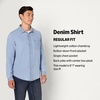 image:imageAmazon Essentials Mens RegularFit LongSleeve Denim Shirt Lightweight Cotton Chambray ButtonDownLight Indigo Wash