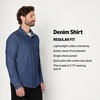 image:imageAmazon Essentials Mens RegularFit LongSleeve Denim Shirt Lightweight Cotton Chambray ButtonDownStone Medium Wash