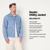 image:imageAmazon Essentials Mens Rigid Denim RelaxedFit Utility Jacket with PocketsVintage Blue
