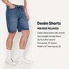 image:imageAmazon Essentials Mens Rigid RelaxedFit Jean ShortsStone Medium Wash
