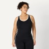 image:imageAmazon Essentials Womens Active FormFlex Buttery Soft Light Support Crop Tank with BraBlackWhite