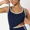 image:imageAmazon Essentials Womens Active FormFlex Buttery Soft Light Support Crop Tank with BraNavyWhite