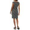 image:imageAmazon Essentials Womens Cap Sleeve BoatNeck Faux Wrap DressBlack  Ditsy Floral