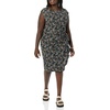 image:imageAmazon Essentials Womens Cap Sleeve BoatNeck Faux Wrap DressBlack  Ditsy Floral