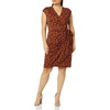 image:imageAmazon Essentials Womens Classic Cap Sleeve Wrap Dress with V Neck Available in Plus SizeBrown Floral Print