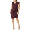 image:imageAmazon Essentials Womens Classic Cap Sleeve Wrap Dress with V Neck Available in Plus SizeBurgundy