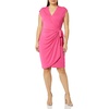 image:imageAmazon Essentials Womens Classic Cap Sleeve Wrap Dress with V Neck Available in Plus SizeDark Pink