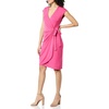 image:imageAmazon Essentials Womens Classic Cap Sleeve Wrap Dress with V Neck Available in Plus SizeDark Pink