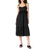 image:imageAmazon Essentials Womens Fit and Flare Empire Waist Sweetheart Neck Cotton Sateen Tiered Maxi DressBlack