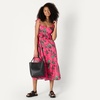 image:imageAmazon Essentials Womens Fit and Flare Empire Waist Sweetheart Neck Cotton Sateen Tiered Maxi DressHot Pink Red Leafy Floral