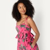 image:imageAmazon Essentials Womens Fit and Flare Empire Waist Sweetheart Neck Cotton Sateen Tiered Maxi DressHot Pink Red Leafy Floral