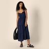 image:imageAmazon Essentials Womens Fit and Flare Empire Waist Sweetheart Neck Cotton Sateen Tiered Maxi DressNavy
