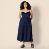 image:imageAmazon Essentials Womens Fit and Flare Empire Waist Sweetheart Neck Cotton Sateen Tiered Maxi DressNavy