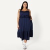 image:imageAmazon Essentials Womens Fit and Flare Empire Waist Sweetheart Neck Cotton Sateen Tiered Maxi DressNavy
