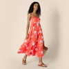 image:imageAmazon Essentials Womens Fit and Flare Empire Waist Sweetheart Neck Cotton Sateen Tiered Maxi DressOrange Pastel Lilac Roses Large