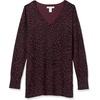image:imageAmazon Essentials Womens Lightweight VNeck Tunic Sweater Long Sleeve Ribbed Available in Plus SizeBlack Animal Print