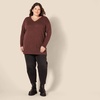 image:imageAmazon Essentials Womens Lightweight VNeck Tunic Sweater Long Sleeve Ribbed Available in Plus SizeDark Chestnut Brown Heather