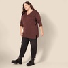 image:imageAmazon Essentials Womens Lightweight VNeck Tunic Sweater Long Sleeve Ribbed Available in Plus SizeDark Chestnut Brown Heather