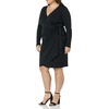 image:imageAmazon Essentials Womens Long Sleeve Classic Wrap Dress V Neck Pleated Midweight Fabric Available in Plus SizeBlack