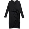 image:imageAmazon Essentials Womens Long Sleeve Classic Wrap Dress V Neck Pleated Midweight Fabric Available in Plus SizeBlack