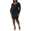 image:imageAmazon Essentials Womens Long Sleeve Classic Wrap Dress V Neck Pleated Midweight Fabric Available in Plus SizeBlack