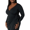 image:imageAmazon Essentials Womens Long Sleeve Classic Wrap Dress V Neck Pleated Midweight Fabric Available in Plus SizeBlack