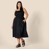 image:imageAmazon Essentials Womens RegularFit Cotton Sateen Smocked Bodice DressBlack